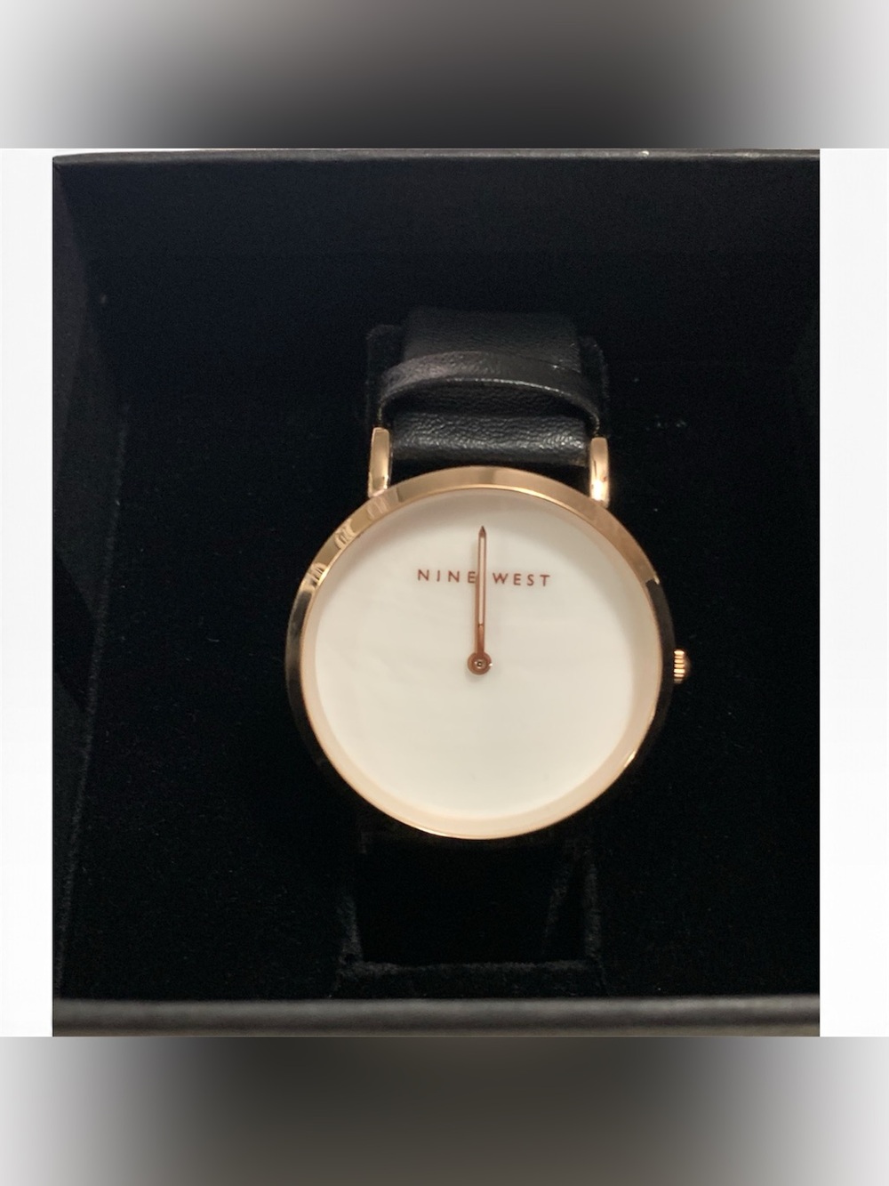 Nine West Black Strap Rose Gold-Tone Minimalist Women's Watch